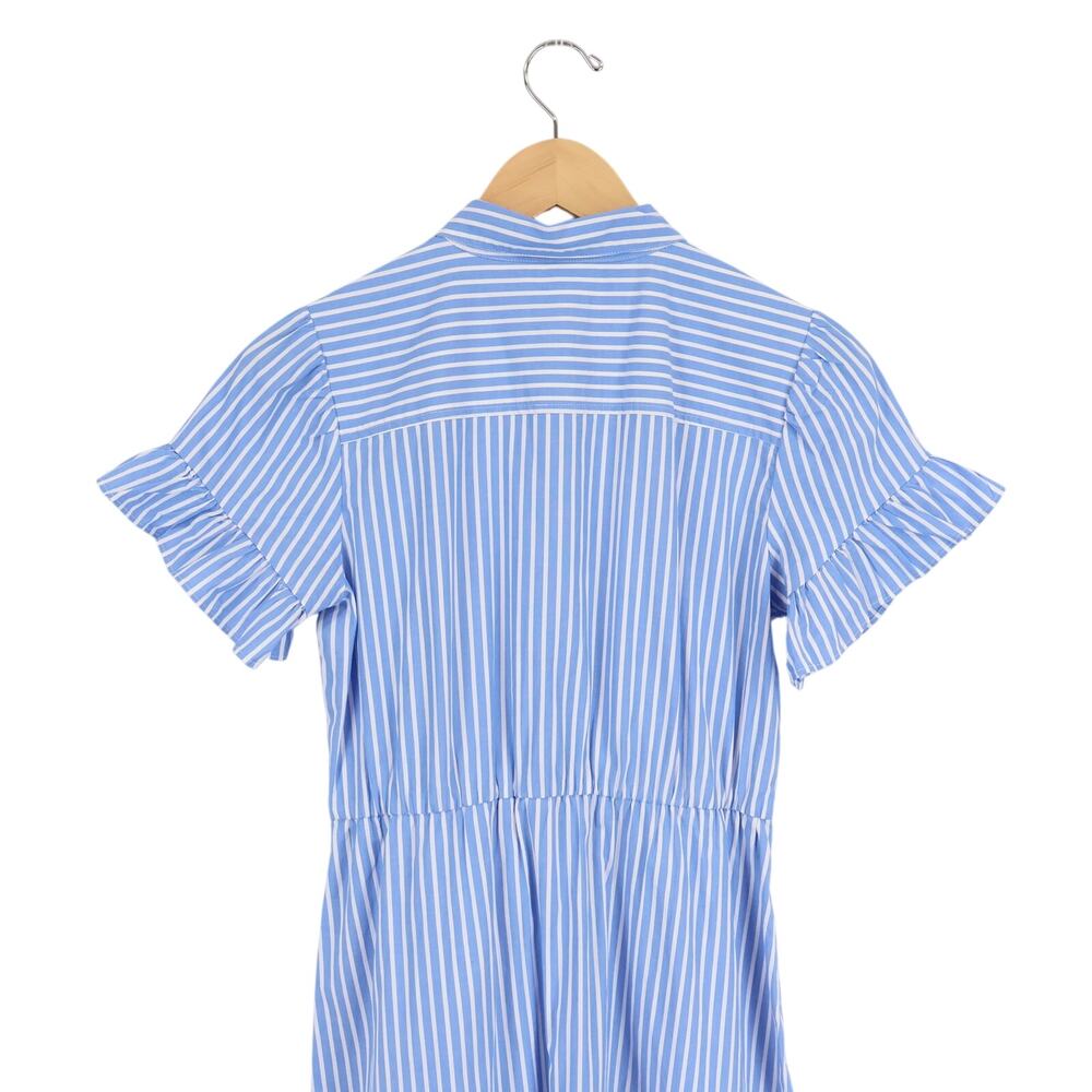 J.Crew Factory Striped Ruffle Sleeve Shirt Dress Sail Blue Size 4 Petite NWT - Picture 6 of 8